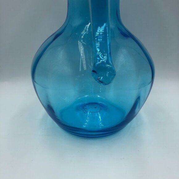Blue Glass Pitcher Handblown Beverage Entertaining Drinkware Serveware - Picture 11 of 14
